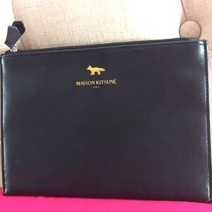 Maison Kitsune JAL Business Class Amenity Black Accessory makeup Zip Bag